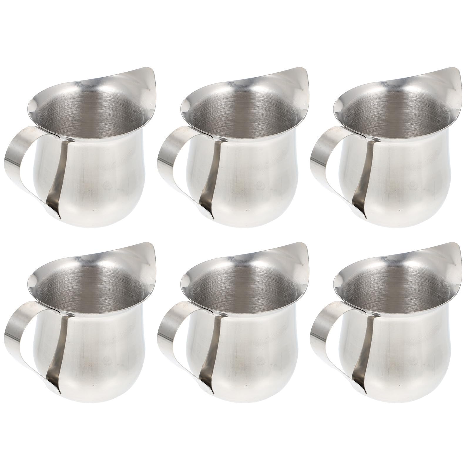 Jarras de Leche Pequeñas de Acero Inoxidable, 6 Piezas, Plata