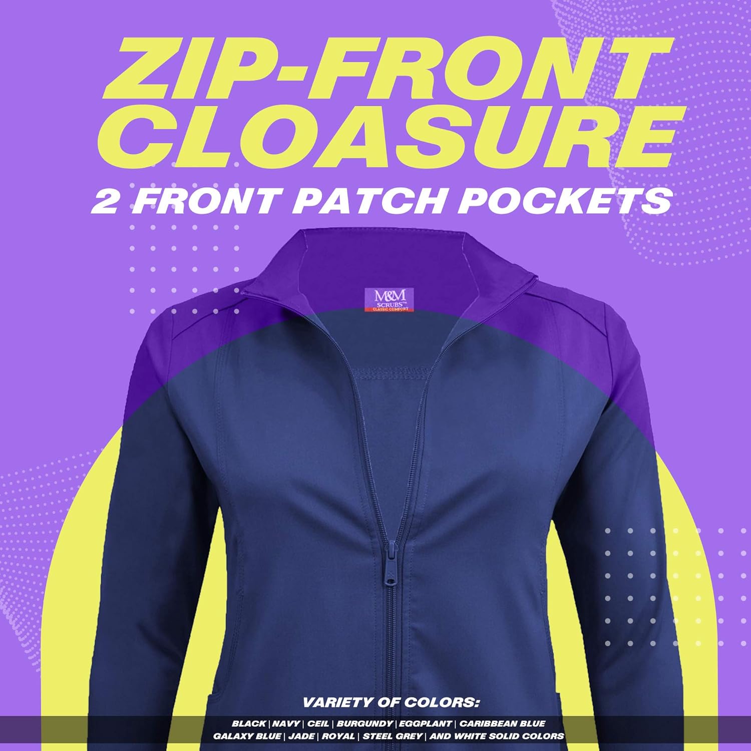 M&M SCRUBS Women's Ultra Soft Front Zip Warm-Up Scrub Jacket