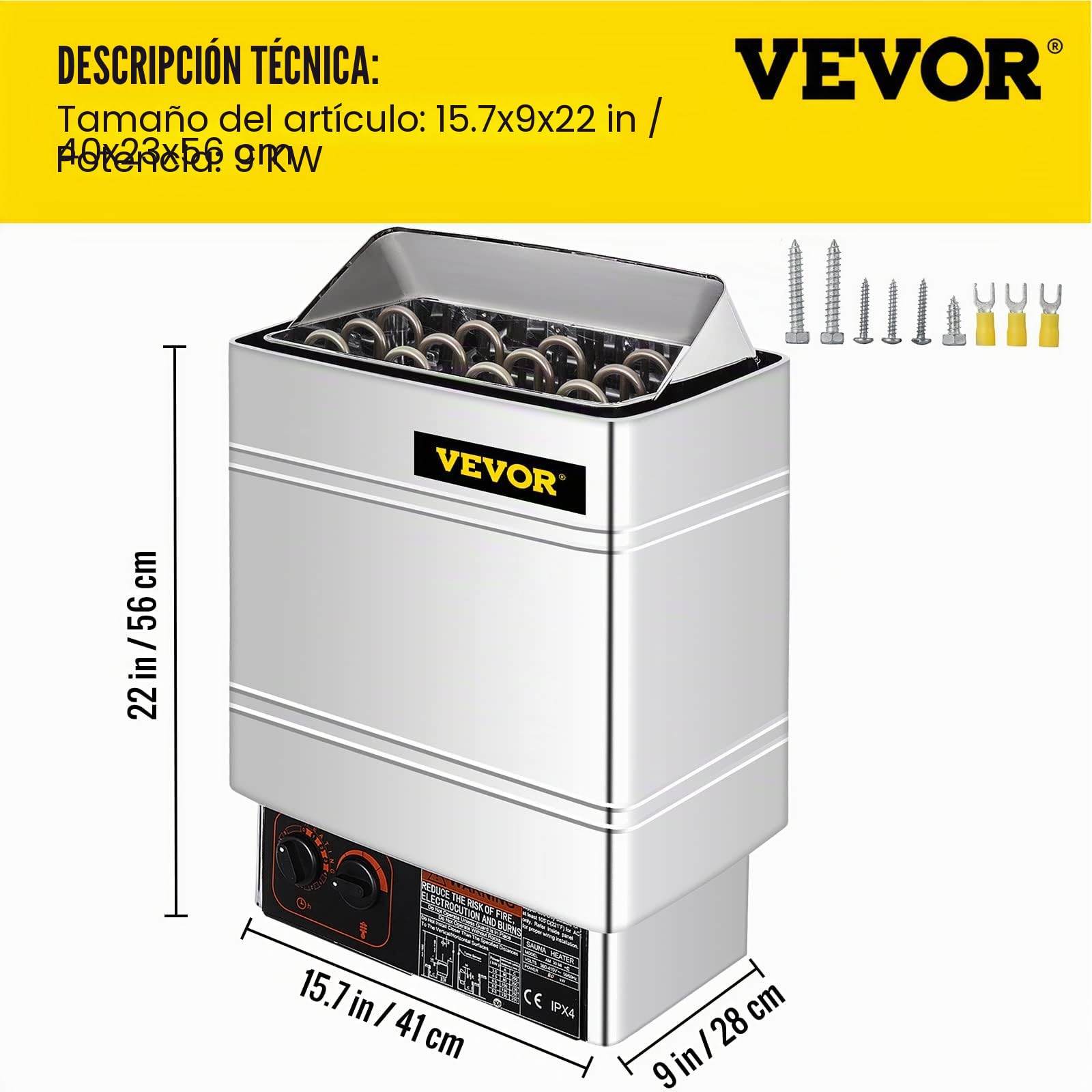 Estufa eléctrica para sauna 9kw con control termostático integrado 380-415V Sauna Heater