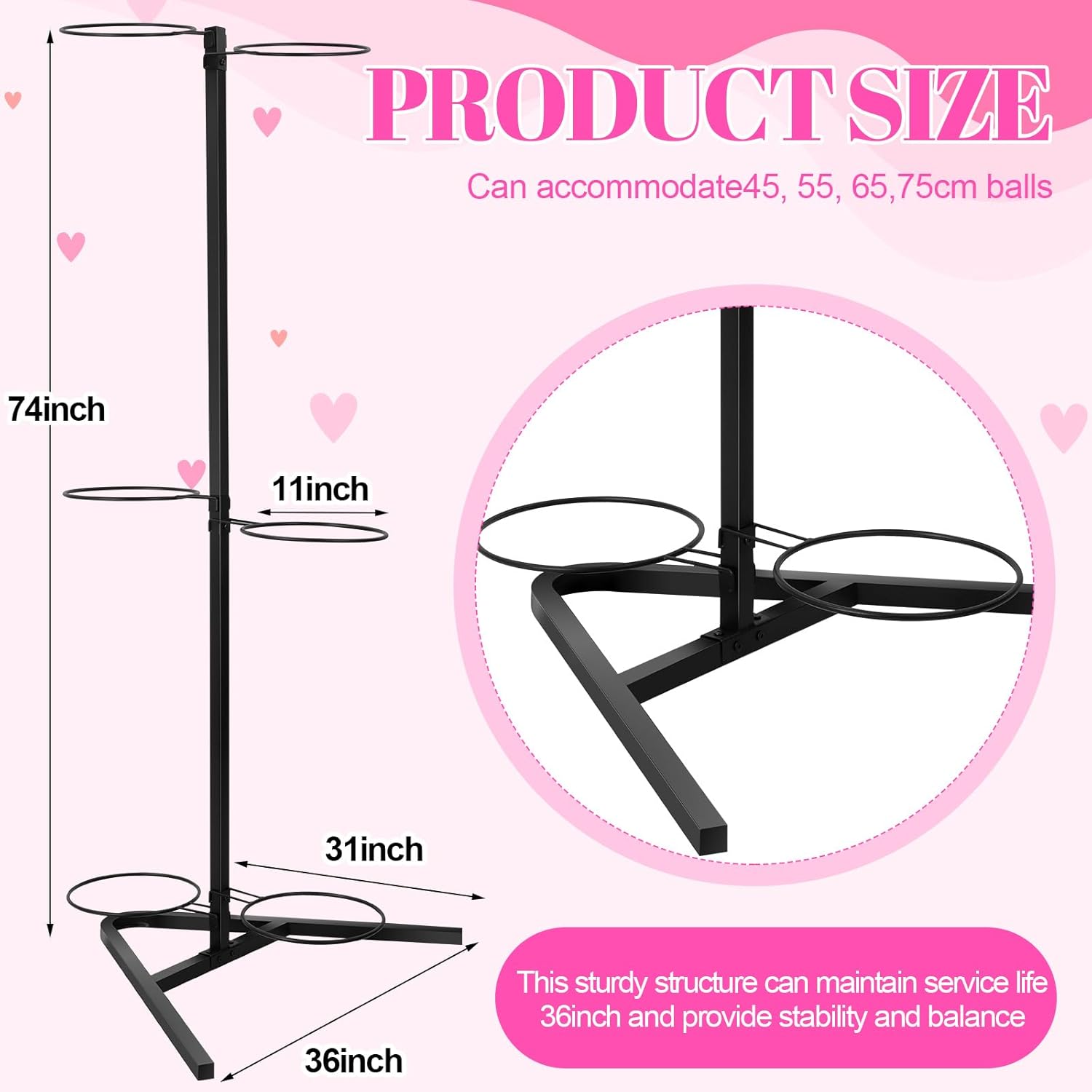 Exercise Yoga Ball Holder Vertical Stability Ball Rack Gym Stand Storage with Tubular Steel Frame Equipment Organizer Suitable for Home Commercial Gym Studios