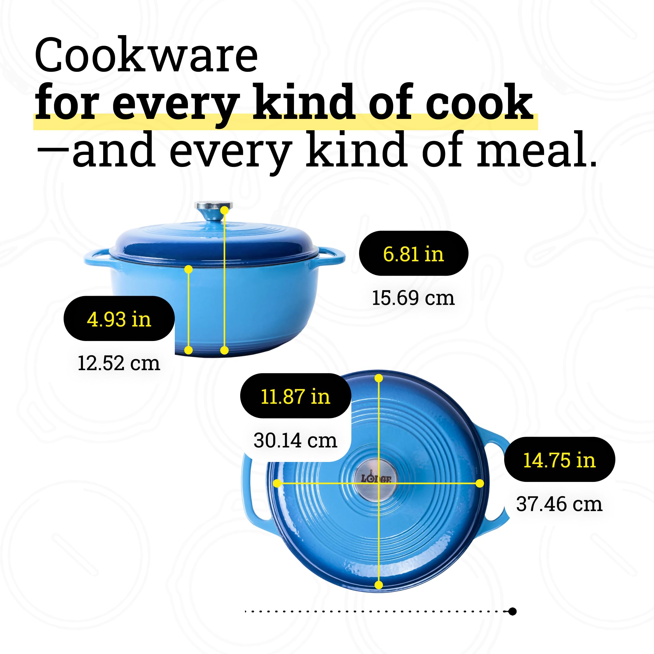 Lodge Essential Enamel Cast Iron Dutch Oven, 7.5 Quart, Caribbean Blue — Amazon image 5
