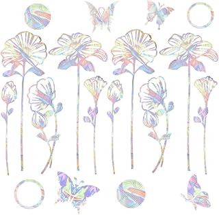 10 Pcs Flower Window Decals - Anti-Collision Stickers to Save Birds, Reusable Vinyl Rainbow Static Window Clings for Bird Strikes Glass Door Stickers, Stop Birds Flying into Windows