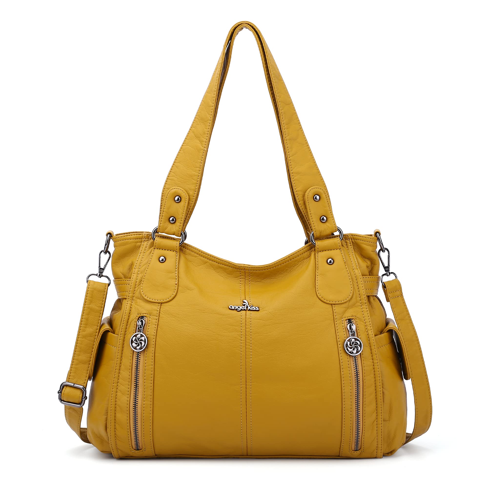 Angel Kiss Handbags for Womens Top-Handle Hobo Purse Roomy Casual Shoulder Bags PU Tote Satchel Purse for Women