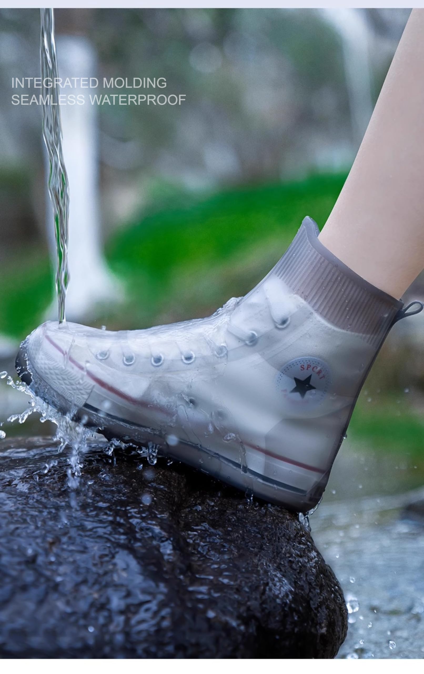 Generic Waterproof Silicone Rubber Shoe Covers Men Women Reusable Non-Slip Rain Boots for Cycling Hiking Fishing Camping Shoe Protectors (Grey, Large)