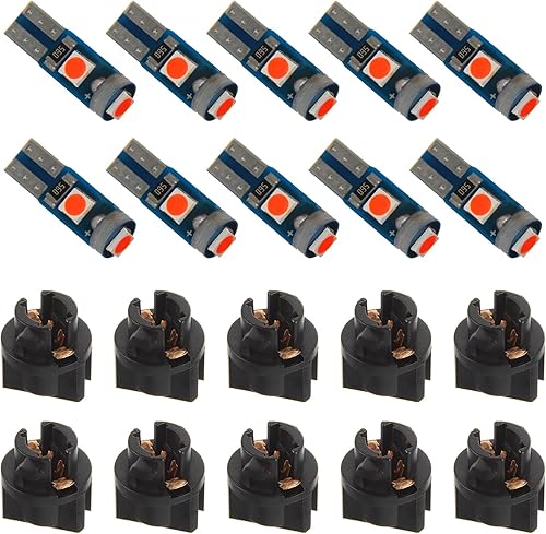 Miniatura 8 de T5 3SMD Rosa LED 3030 DC 12V PC74 PC37 PC2721 Ancho del vehículo Indicato Luz de lectura Luz de etiqueta con enchufes giratorios (paquete de 20