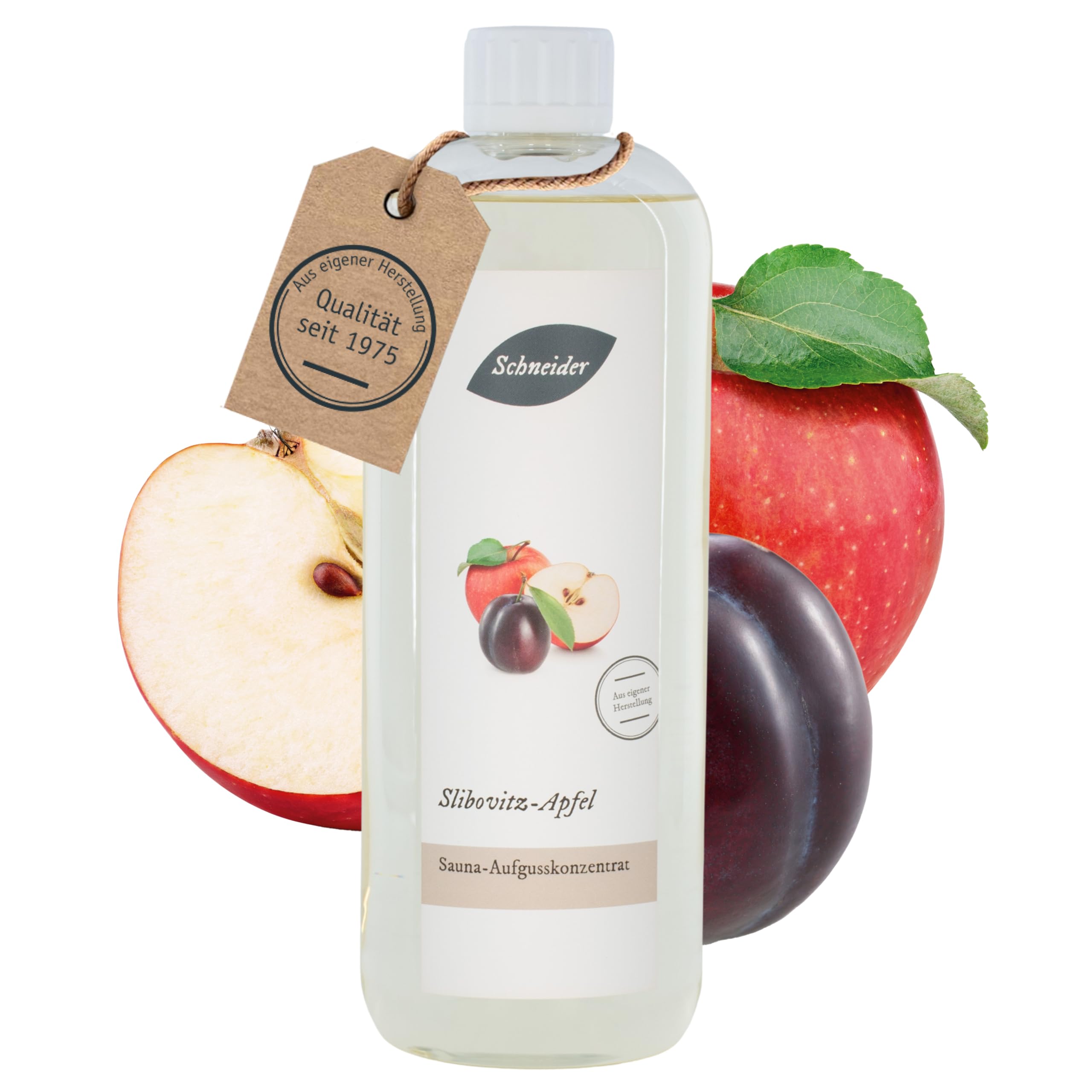 Saunabedarf Schneider Sauna Aufguss Konzentrat Slibovitz - 1000ml, naturreine, ätherische Öle, wohltuender Saunaaufguss & langanhaltendes Dufterlebnis