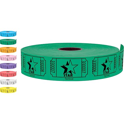 Tacticai 1000 Star Raffle Tickets, Single Roll, Green