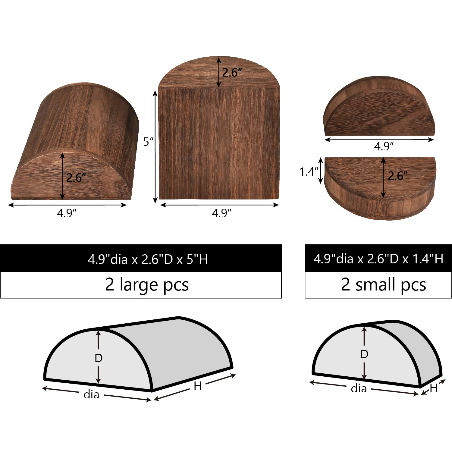 MOOCA 4 Pcs Lightweight Wooden Jewelry Display Riser Set for Bracelets, Earrings, and Necklaces, Multiple Combinations for Countless Display Styles, Brown Color