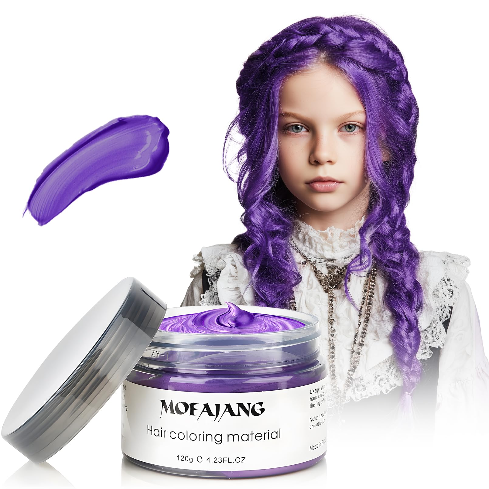 Purple Temporary Hair Color Wax - SOVONCARE Washable Hair Dye for Men & Women, All-Day Hold Disposable Hair Styling Clays for Party, Cosplay & Daily 4.23 oz