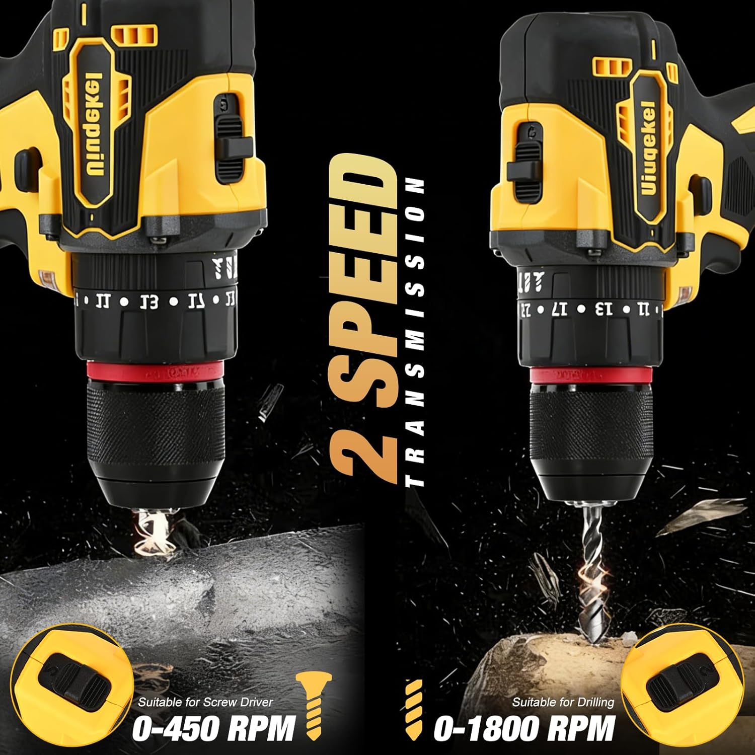 Brushless Cordless Drill Driver Kit, 575 In-lbs High Torque, 2 Batteries, 25+1 Clutch, 2-Speed Power Drill for Wood & Metal