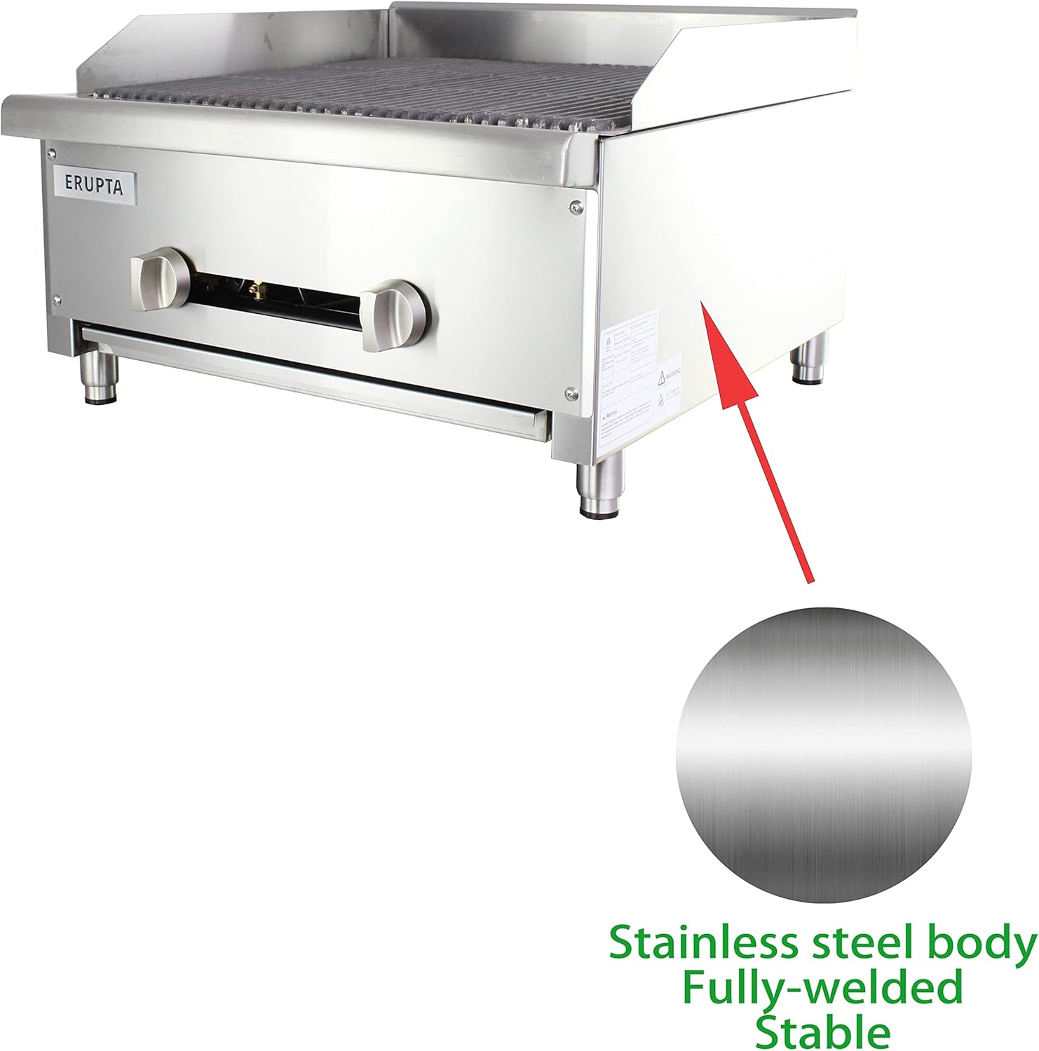 ERUPTA Commercial Countertop Gas Charbroilers 24'' Natural or Propane Gas grill with 2 Burners BTU 56,000,ETL certification,Restaurant Equipment,BBQ­ : Industrial & Scientific