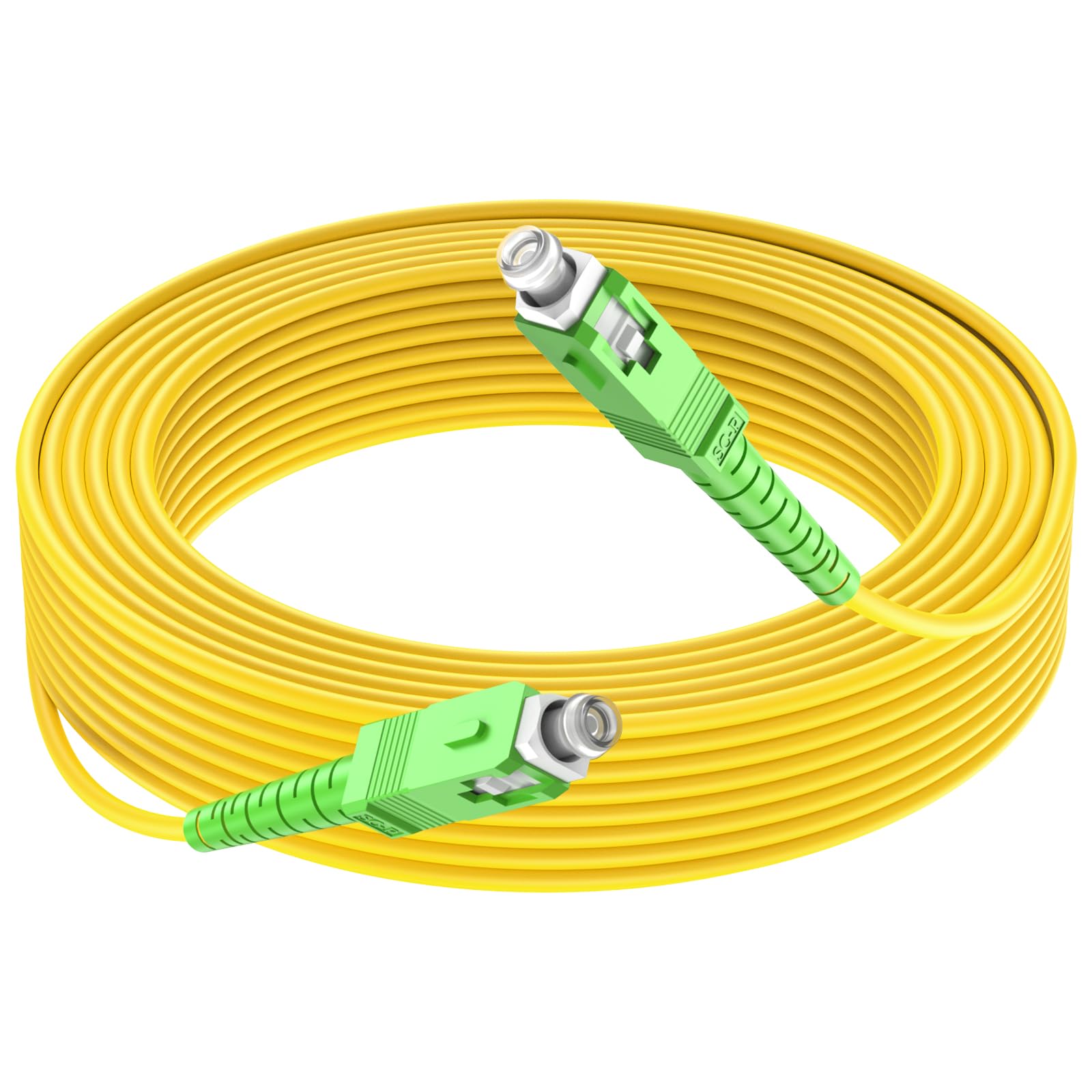 SC/APC to SC/APC Single Mode Fiber Optic Patch Cable, 32FT (10m) Simplex 9/125um OS1/OS2 LSZH Yellow.