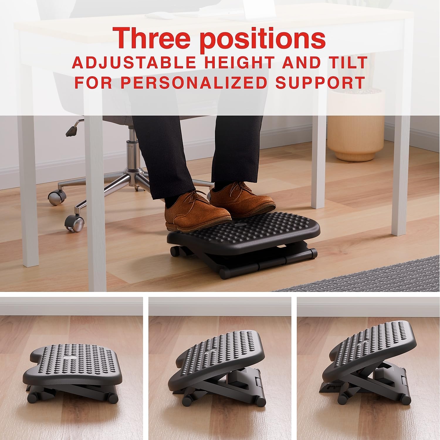 Staples Ergonomic Tilt Adjustable Footrest, Black