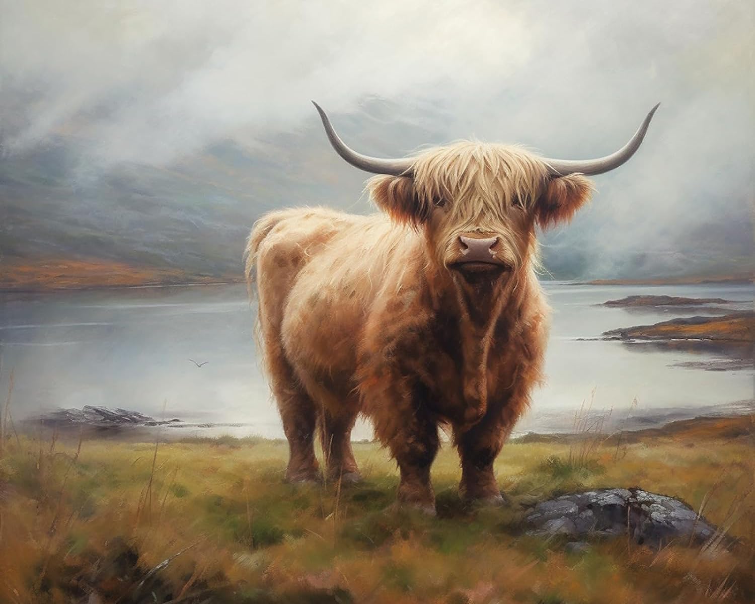 ZMHZMY DIY Paint by Numbers for Adults Cattle Highland Cow Animal DIY Painting by Number Kits Oil Paint Drawing Canvas Home Decor Gift