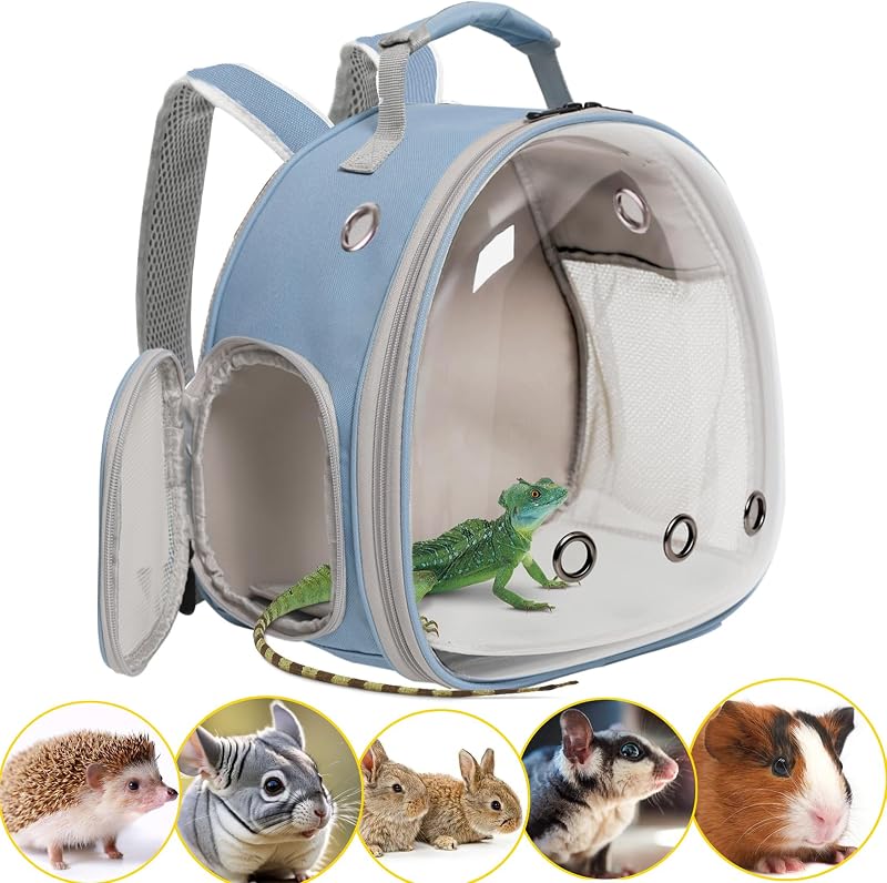 Mochila Transportadora para Pequenos Animais WEVONIGU com Janela Transparente e Ventilação, Azul