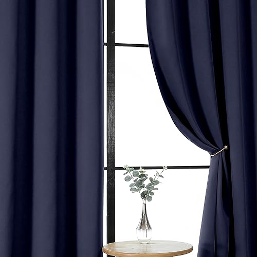 Miniatura 2 de Gwine Cortinas opacas para sala de estar de 63 pulgadas de largo, con aislamiento térmico, cortinas opacas para decoración de dormitorio con Azul