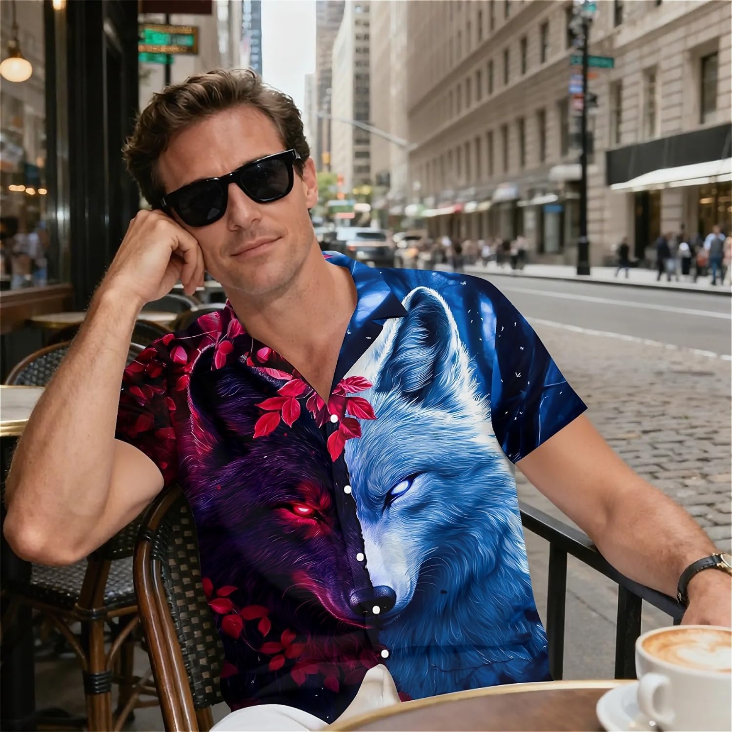 Flame Phoenix Mens Funny Hawaiian Shirts Summer 3D Graphic Button Down Short Sleeve Tropical Holiday Beach Aloha Shirt Medium - Image 6