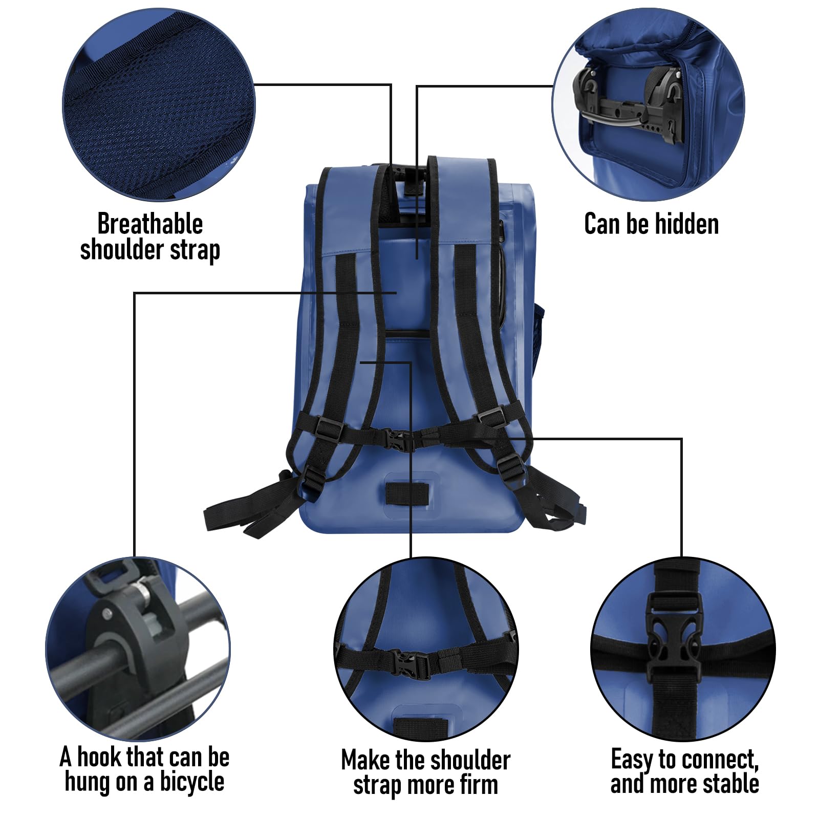 Sac Vélo 3-en-1 Étanché 20-29L – Sac à Dos / Bandoulière / Porte-Bagages Vélo, Grande Capacité Avec Compartiment Ordinateur