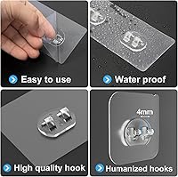 Vista 4 de Lsnisni Paquete de 14 Organizador de Ducha Adhesivo de Repuesto, Ganchos Adhesivos Fuertes, Tiras Adhesivas Impermeables para Ducha, Sin