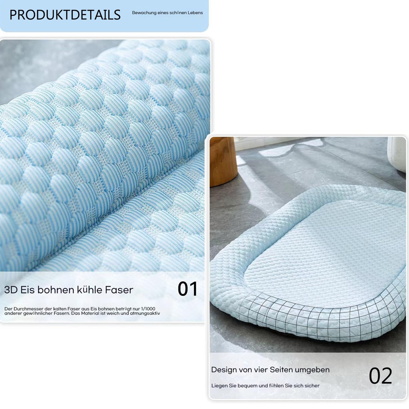 Kühlendes Katzenbett mit Eisseide, Kühlendes Sofabett Hund, Kühlendes Kundebett Sommerkühlung für drinnen und draußen, Der ultimative kühlkomfort für Deine Katze und Hund (Green,L)