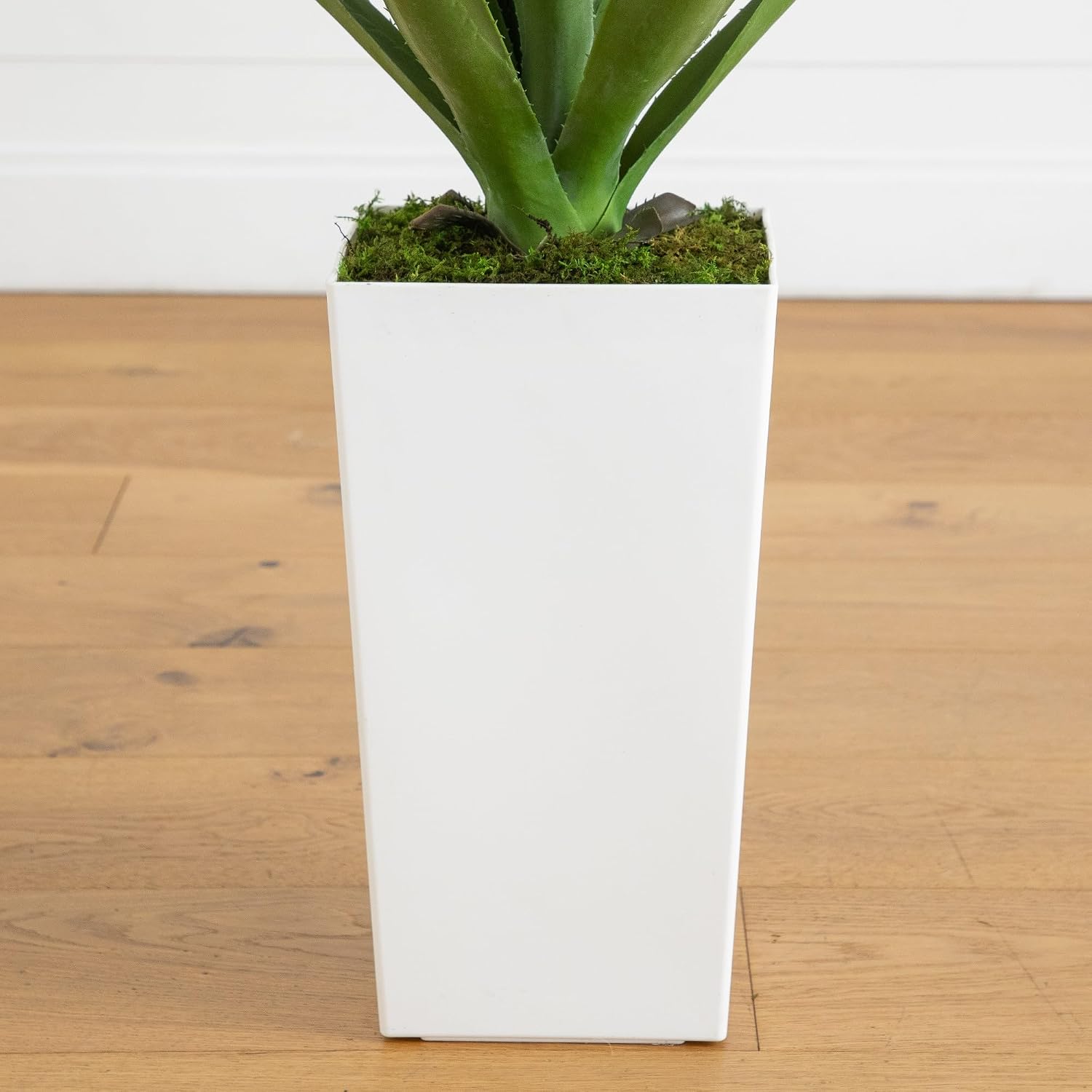 Nearly Natural 37in. UV Resistant Artificial Agave Plant in White Tower Planter (Indoor/Outdoor)
