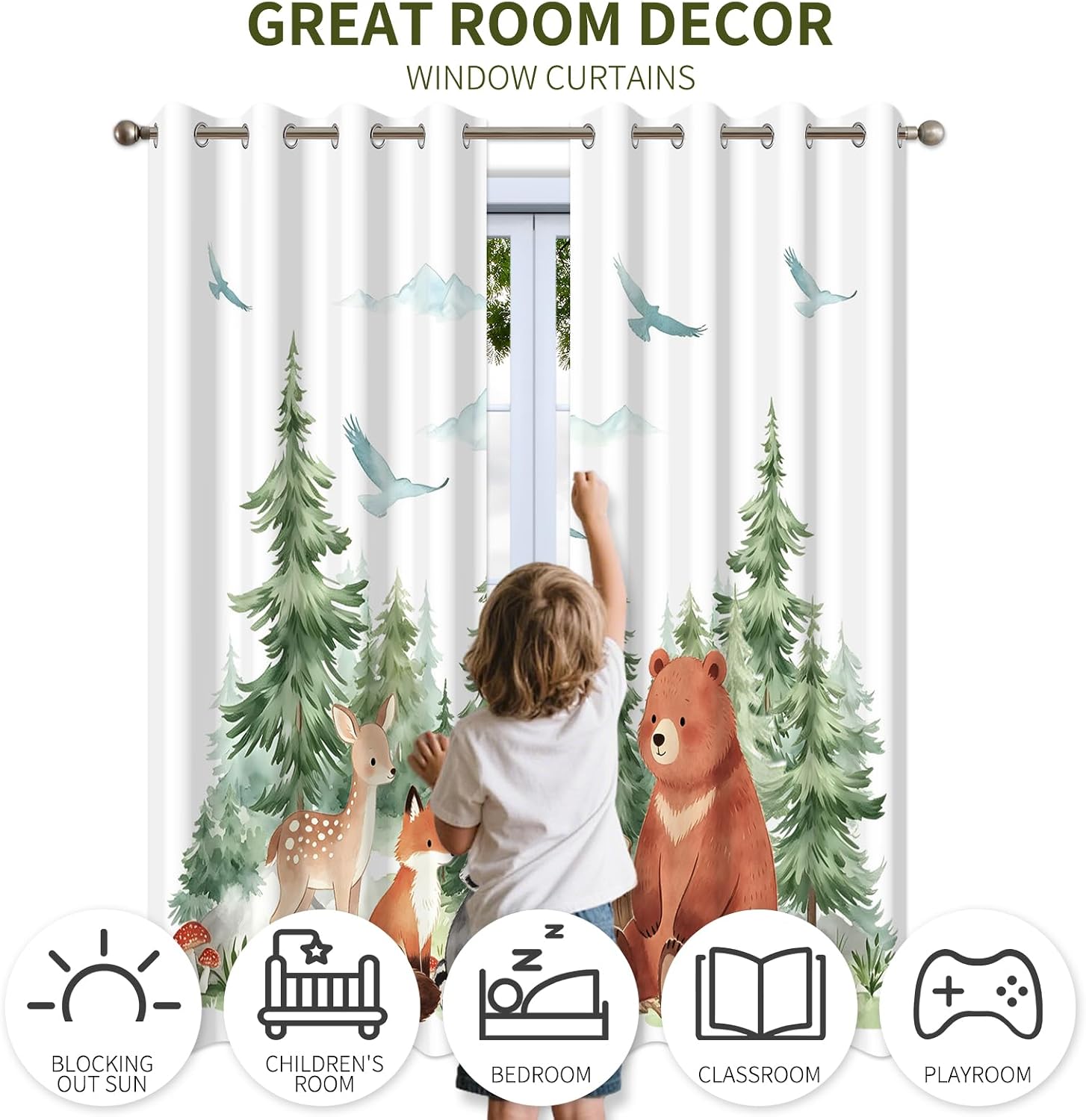 Woodland Animal Shower Curtain 42x63 Inch