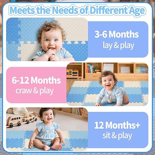 Miniatura 71 de Tapete de juego de espuma para bebé, tapete entrelazado de 0.4 pulgadas de grosor con colores sólidos, tapete de juego suave y no tóxico, tapete