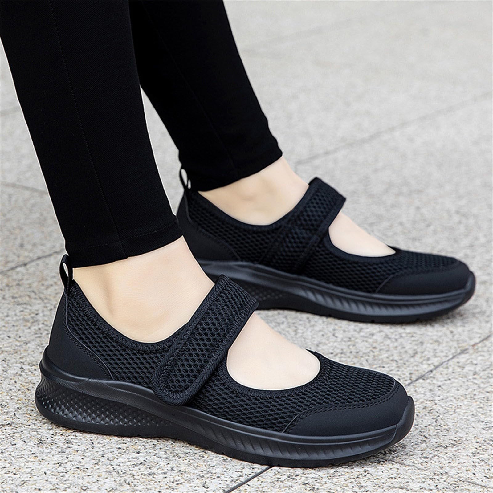 Walkingschuhe Damen Sommer Slip On Sneakers Leicht Atmungsaktive Mary Janes