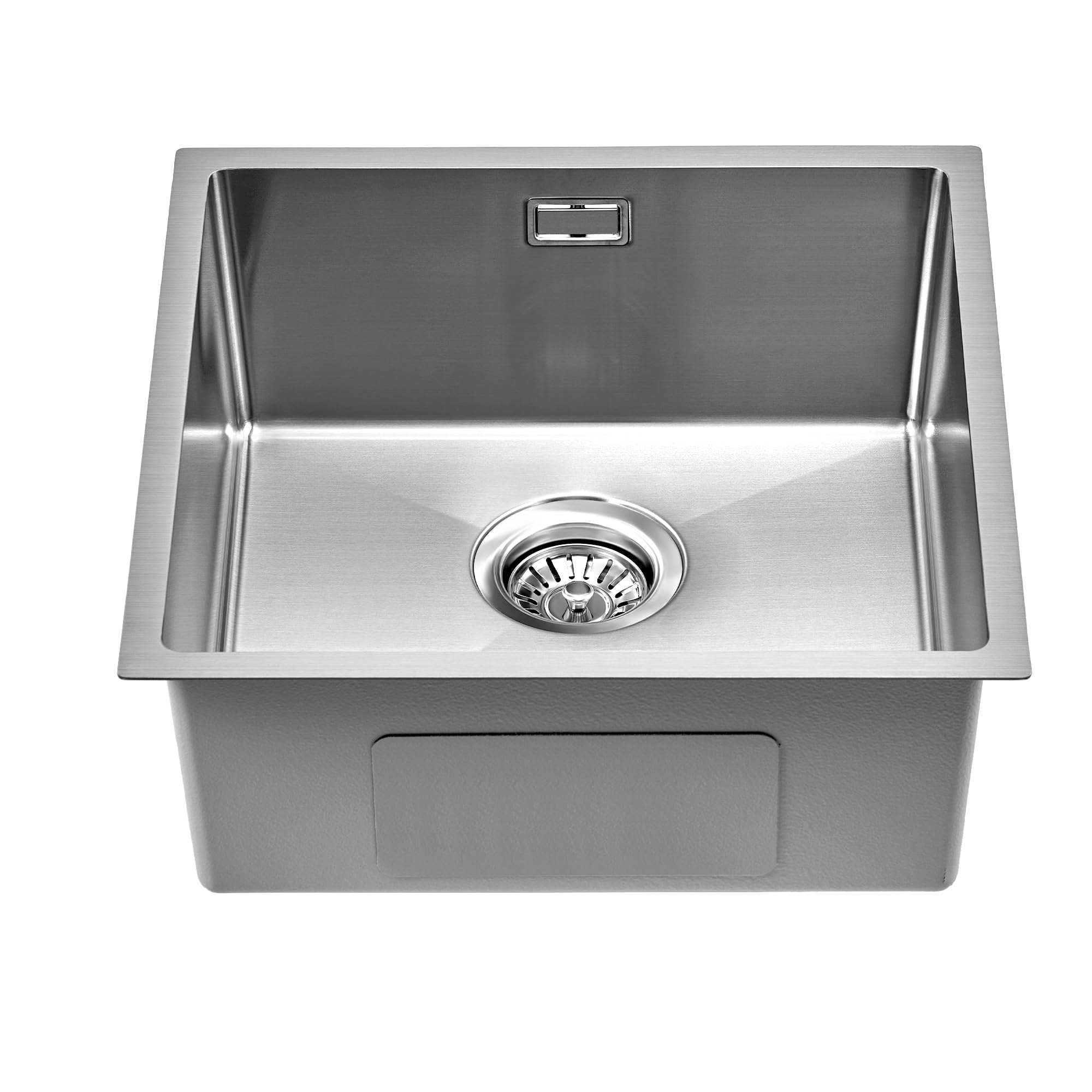Nano Silver Kitchen Sink Single Bowl - 440 x 440 x 185mm 304 Stainless Steel Undermount Sink - Fits 500mm Cabinet - Anti-Splash Deep Bowl with Deluxe Waste Kit, Overflow & Strainer