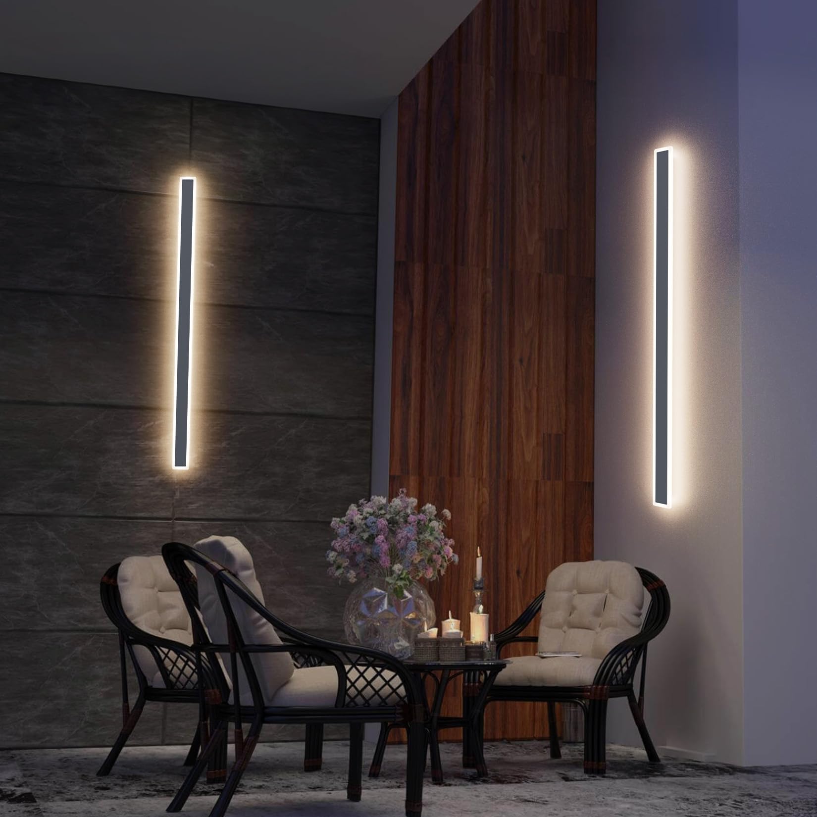 Klighten 45W LED Lange Wandleuchte Anthrazit Aussen Innen, IP65 Wasserdicht Außenwandleuchte Modern 150cm Wandlampe, Neutralweiß 4500K Eisen Außenlampe Außenleuchte Wand für Gärten Terasse Korridor.