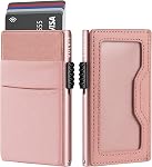VULKIT Minimalist Wallet with ID Window & EDC Pocket Pop Up Card Holder RFID Blocking Slim Wallet Design for Airtag Cash Coins & Credit Cards