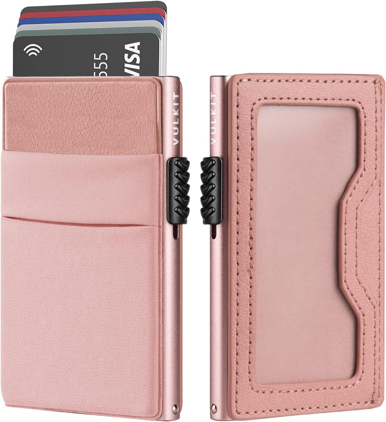 Minimalist Wallet with ID Window & EDC Pocket Pop Up Card Holder RFID Blocking Slim Wallet Design for Airtag Cash Coins & Credit Cards