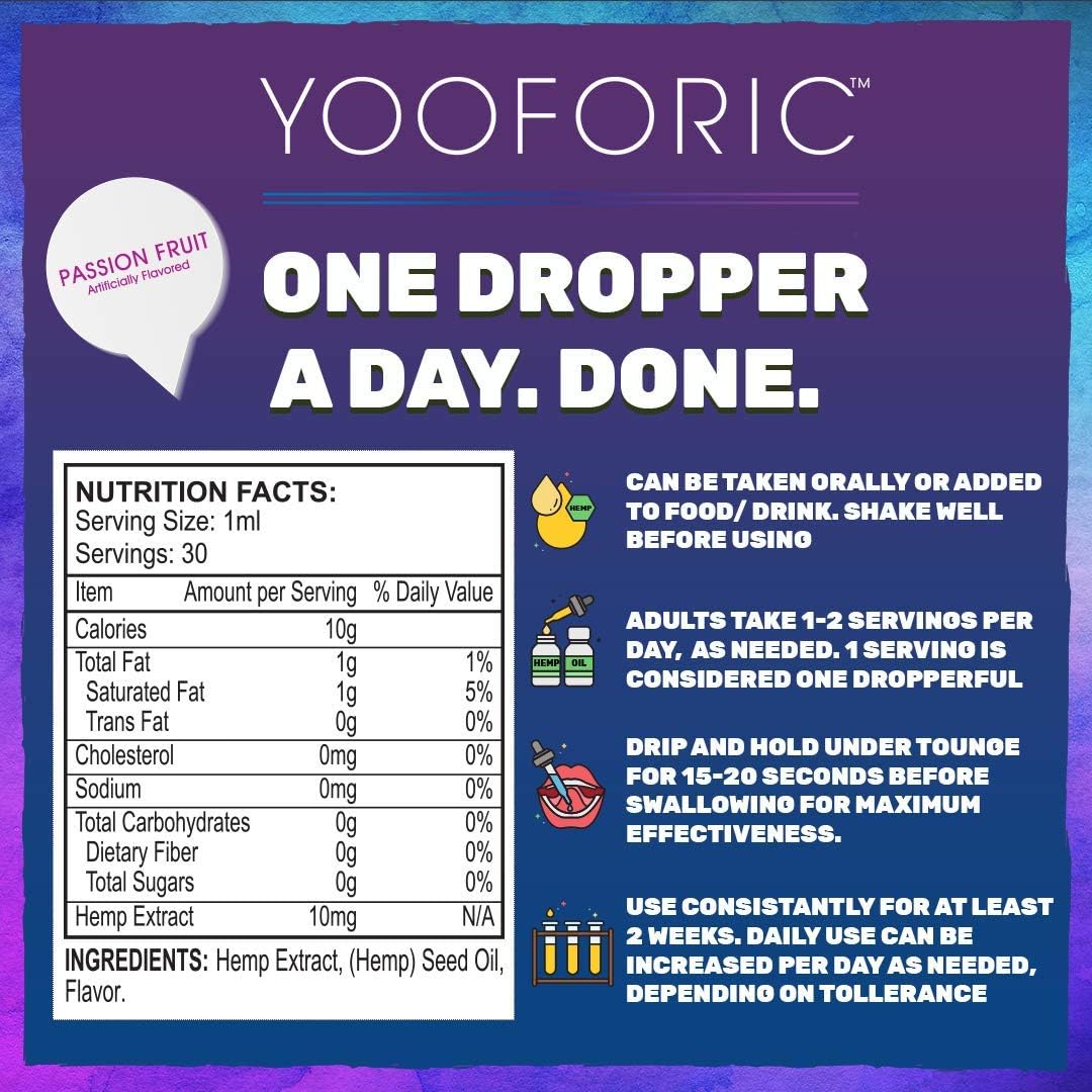 YOOFORIC Hemp Oil Extract 300mg Passionfruit : Health & Household