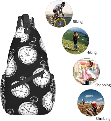 Vista 5 de Small Crossbody Bags for Women Men - Vintage Pocket Watch Print Adjustable Shoulder Bag Fanny Packs Belt Sling Bag Crossbody Purses Backpack for