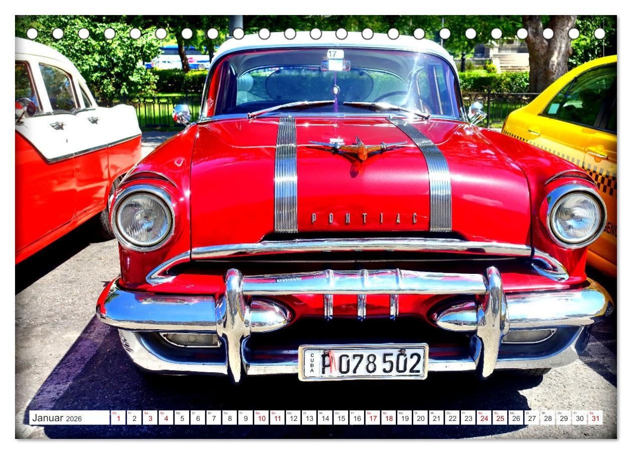 PONTIAC '55 (Tischkalender 2026 DIN A5 quer), CALVENDO Monatskalender: Oldtimer der US-Marke Pontiac aus dem Jahre 1955 in Kuba