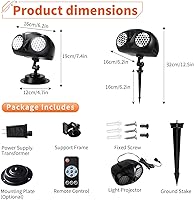 Vista 7 de Trakxy Luces de proyección de copo de nieve de Navidad para exteriores, forma de lechuza dinámica, nevada rotativa LED, luz de techo de paisaje