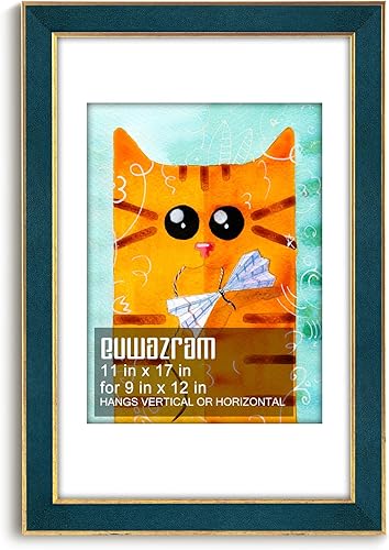 Miniatura 54 de Marco de gamuza de 10 x 13 pulgadas, marco individual, elegante marco verde de 10 x 13 pulgadas con paspartú para fotos de 8.5 x 11 pulgadas, para