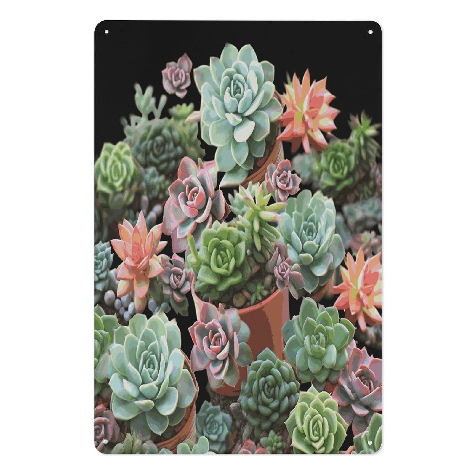 Adfgyerh Style Succulents Tin Sign Hanging Art Prints,Wall Decor For Gifting And Party Decoration 7.9X11.8 Inch,Wall Art For Home Garden Greenhouse Living Room Bedroom Yard