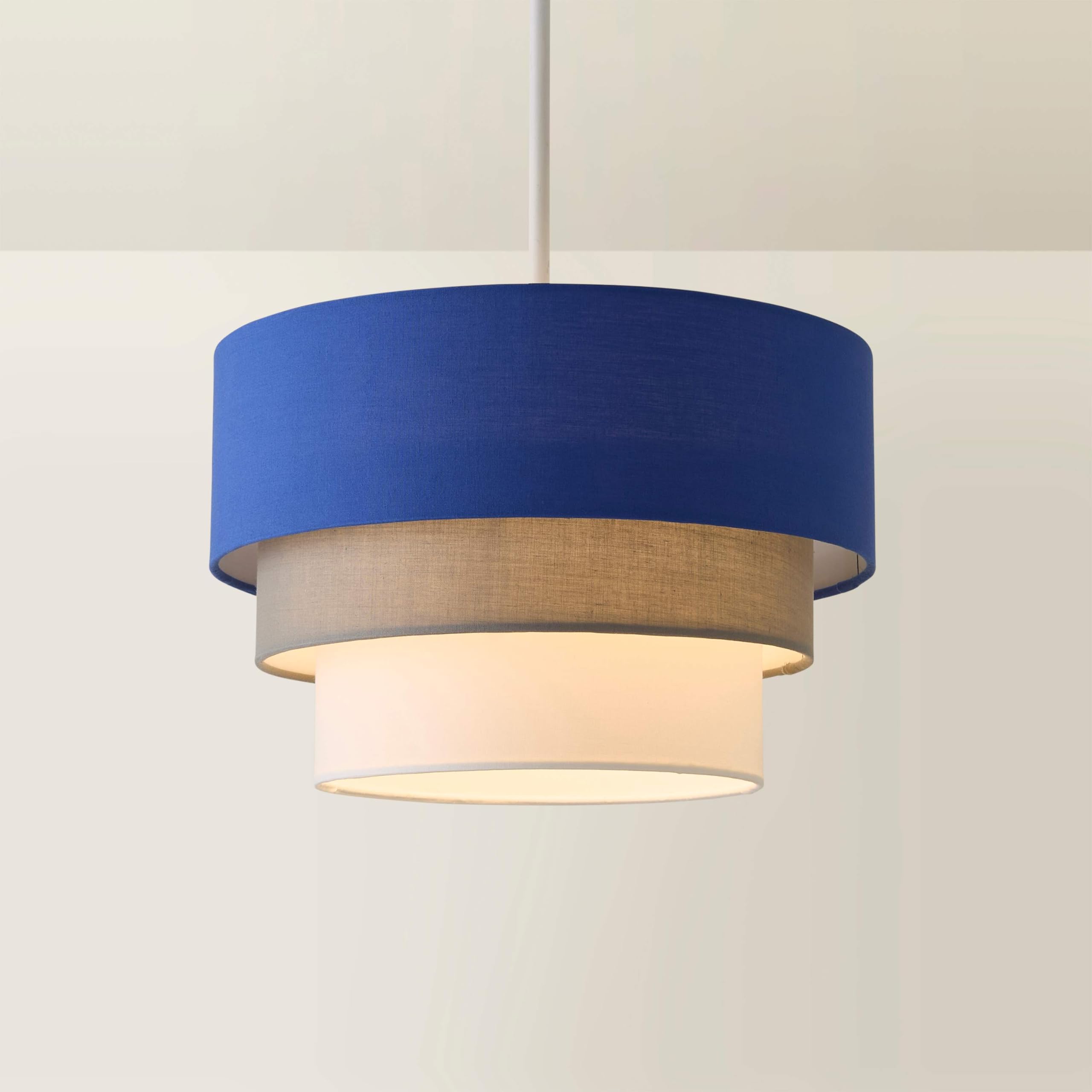 Valuelights Unisex Blue Aztec Three Tier Easy Fit Fabric Ceiling Pendant Lamp Shade With Bulb In