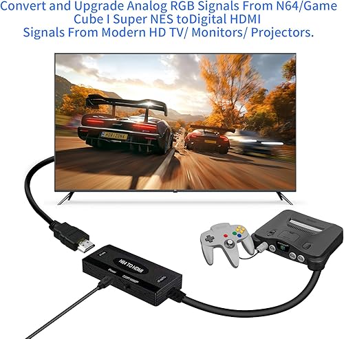 Miniatura 5 de Adaptador convertidor N64 a HDMI, adaptador HDMI para N64SNESNGCSFC con cable compatible con conversión 16 943, Nintendo 64 a HDM, compatible con