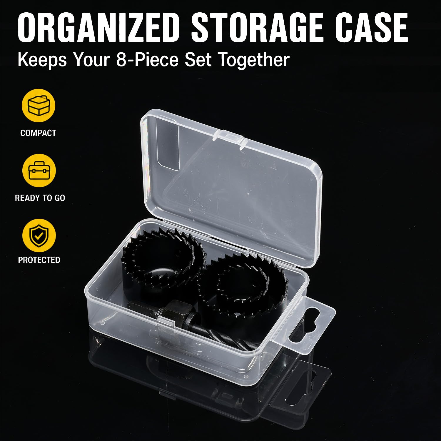 8PCS Hole Saw Kit 1" to 2-1/8" in Case D114
