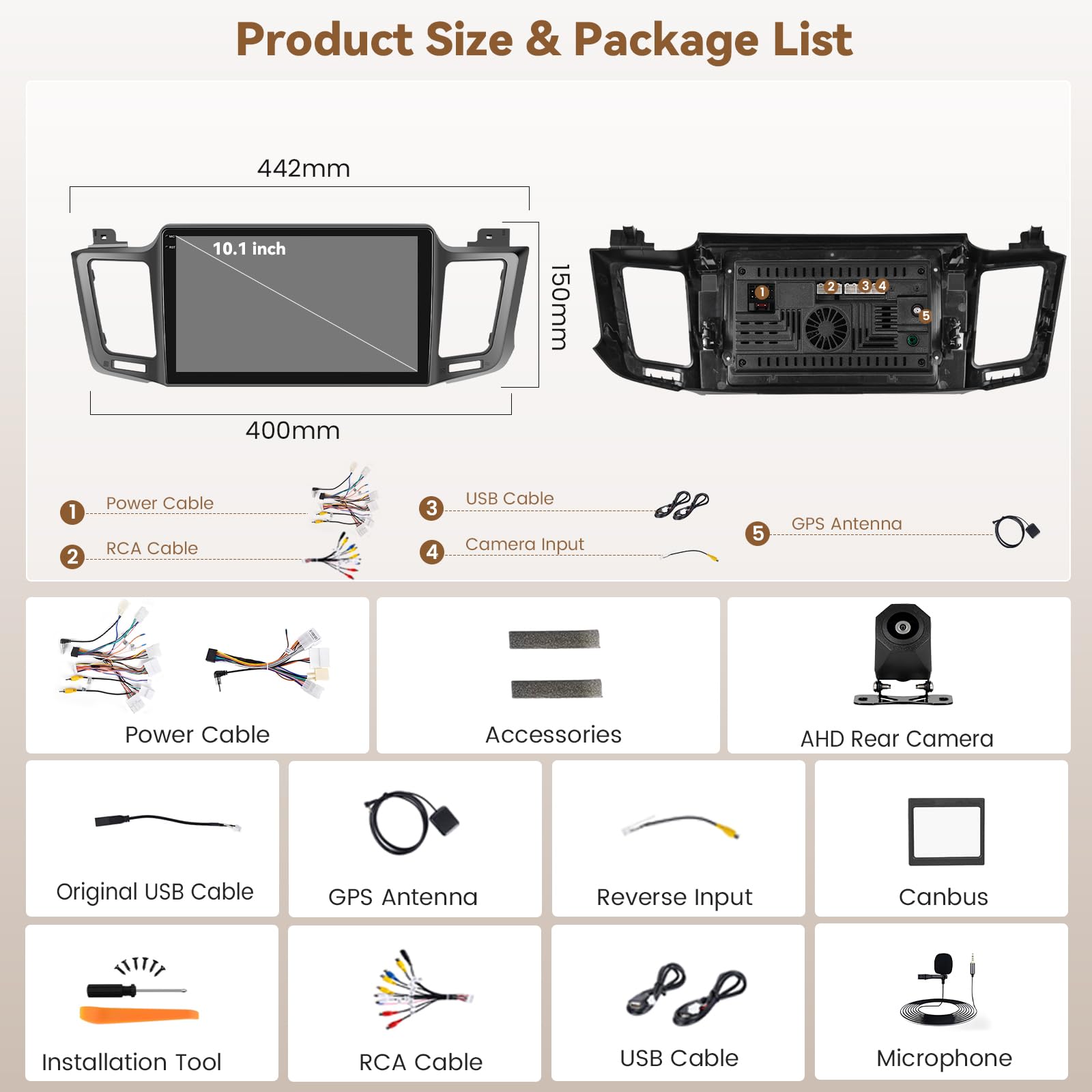 Hikity 4G+64G Android 15 Autoradio 10" pour Toyota RAV4 CarPlay