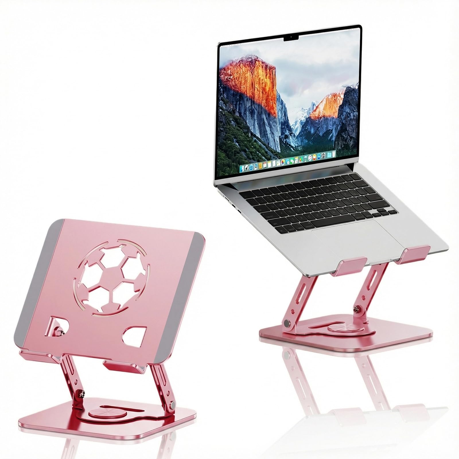 Genérico Soporte para Laptop Giratorio 360°, Base Ventilada Refrigerante, Elevador Ergonómico Compatible con Air, Pro, DELL, HP, Lenovo Portátiles de 10 a 14 Pulgadas para Oficina y Hogar (Rose) - Rose