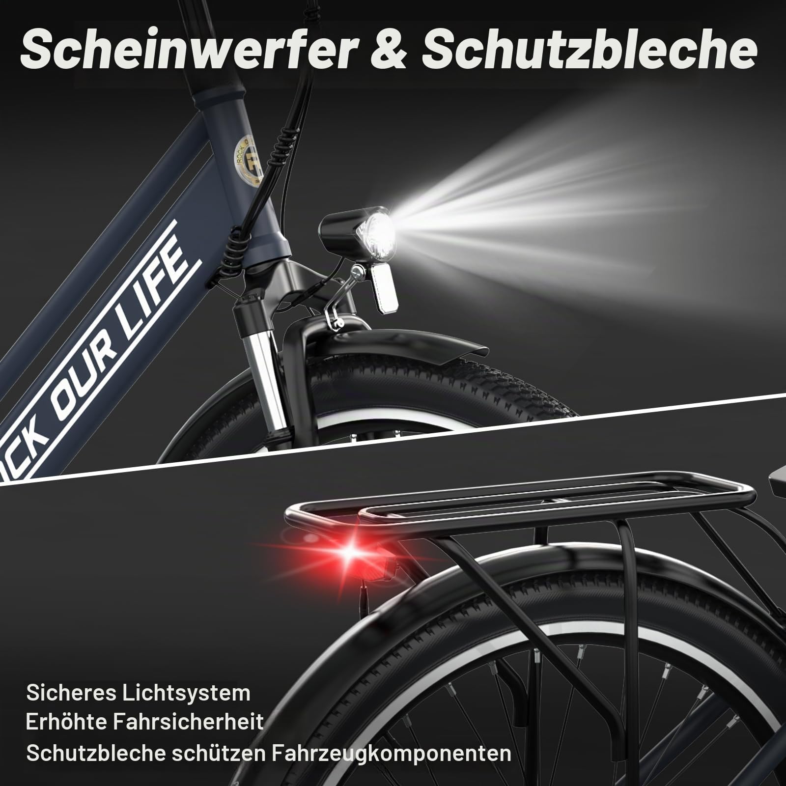 RCB 26" E Bike, 250W Motor, 7 Gang, Reichweite 35-50 km, City Ebike,Doppelscheibenbremsen, Elektro-Mountainbike mit Wasserdichter Fahrradtasche