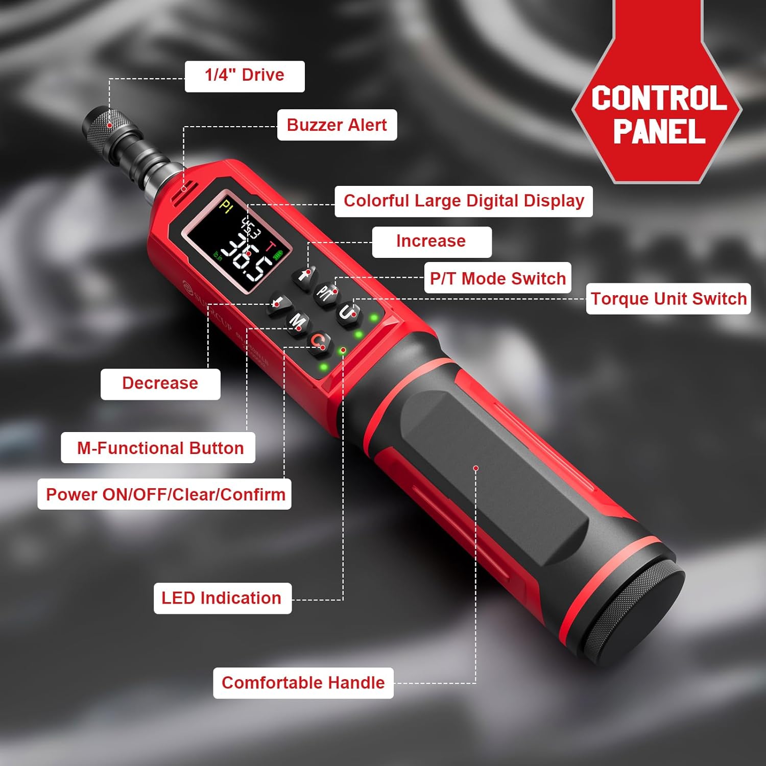 Digital Torque Screwdriver 1.5-88.5in-lbs./0.15-10Nm, ±1% Accuracy Screwdriver Torque Wrench Set with LED Alarm,Buzzer,Vibration,9 Preset Mode and Data Storage,for Bike,Guns,Scope Mounting