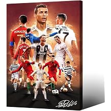 Framed Soccer Superstar Cristiano Ronaldo Signed Poster For Kids Fans Room Bedroom Wall Decor-Sports Star Posters Canvas Art Print Picture For Teen Boy Birthday Gifts