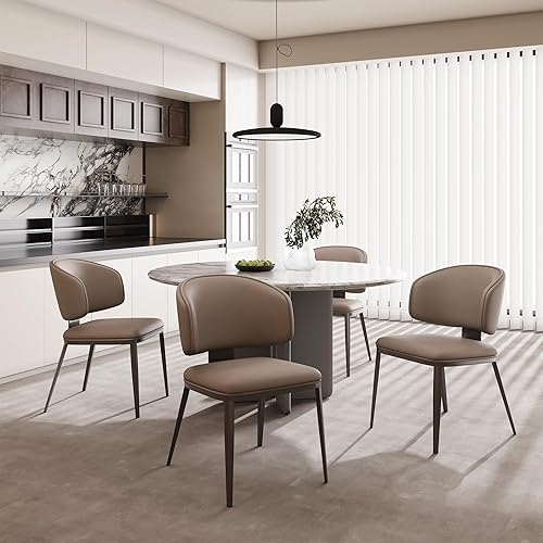 Miniatura 8 de Juego de 2 sillas de comedor modernas con respaldo alto, cómodas, modernas sillas tapizadas de cocina con patas de metal para sala de estar (café