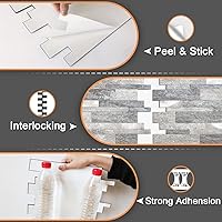 Vista 7 de VAOVI Azulejo de Salpicaduras Autoadhesivo Cocina Piedra Estilo Metro Lineal Mosaico Baño Ducha Pared Impermeable (5 piezas, Gris)