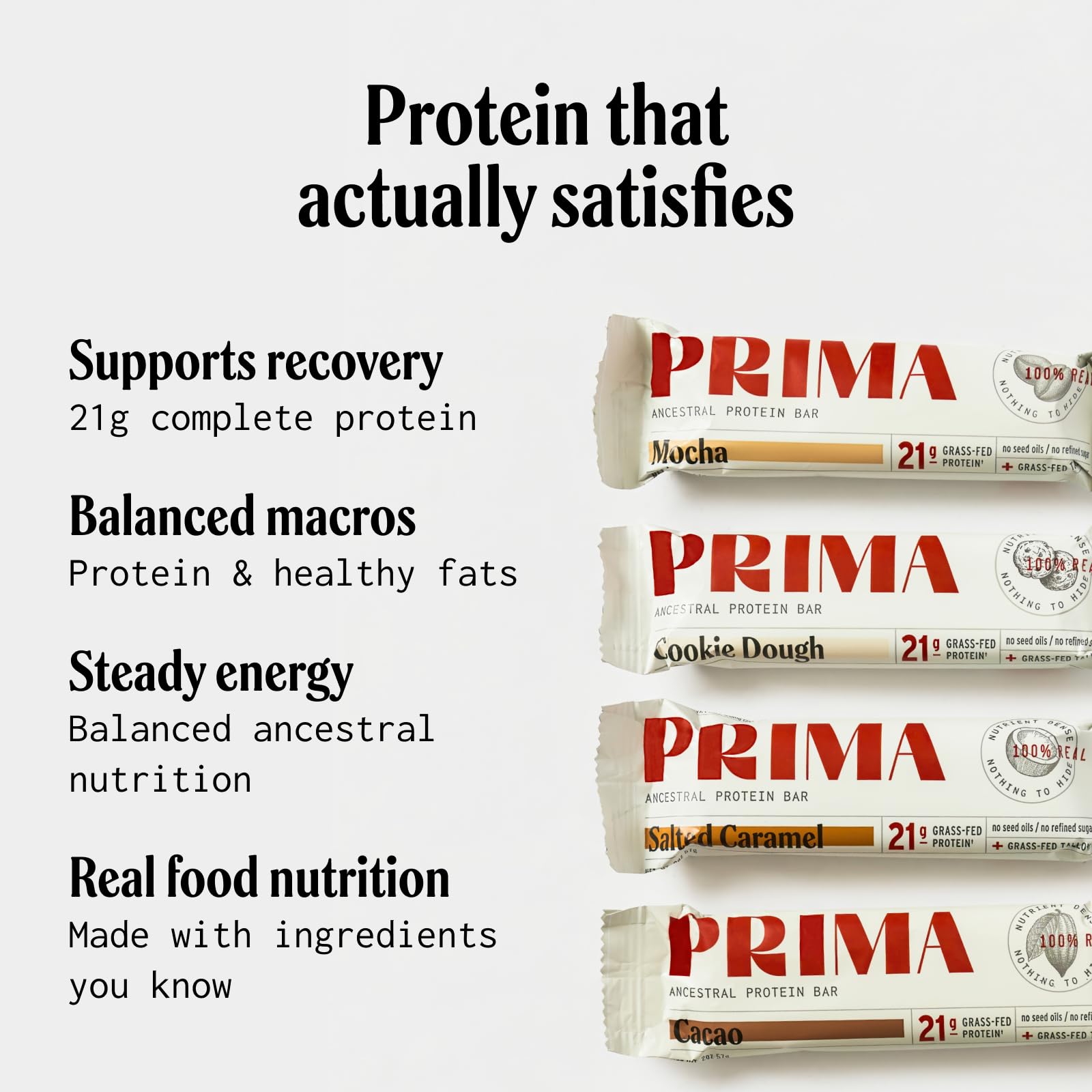 PRIMA Ancestral Protein Bar | Grass-Fed Protein Bars Variety Pack 7-Pack | 21g Protein | Animal-Based | No Seed Oils | Gluten-Free — Amazon image 6