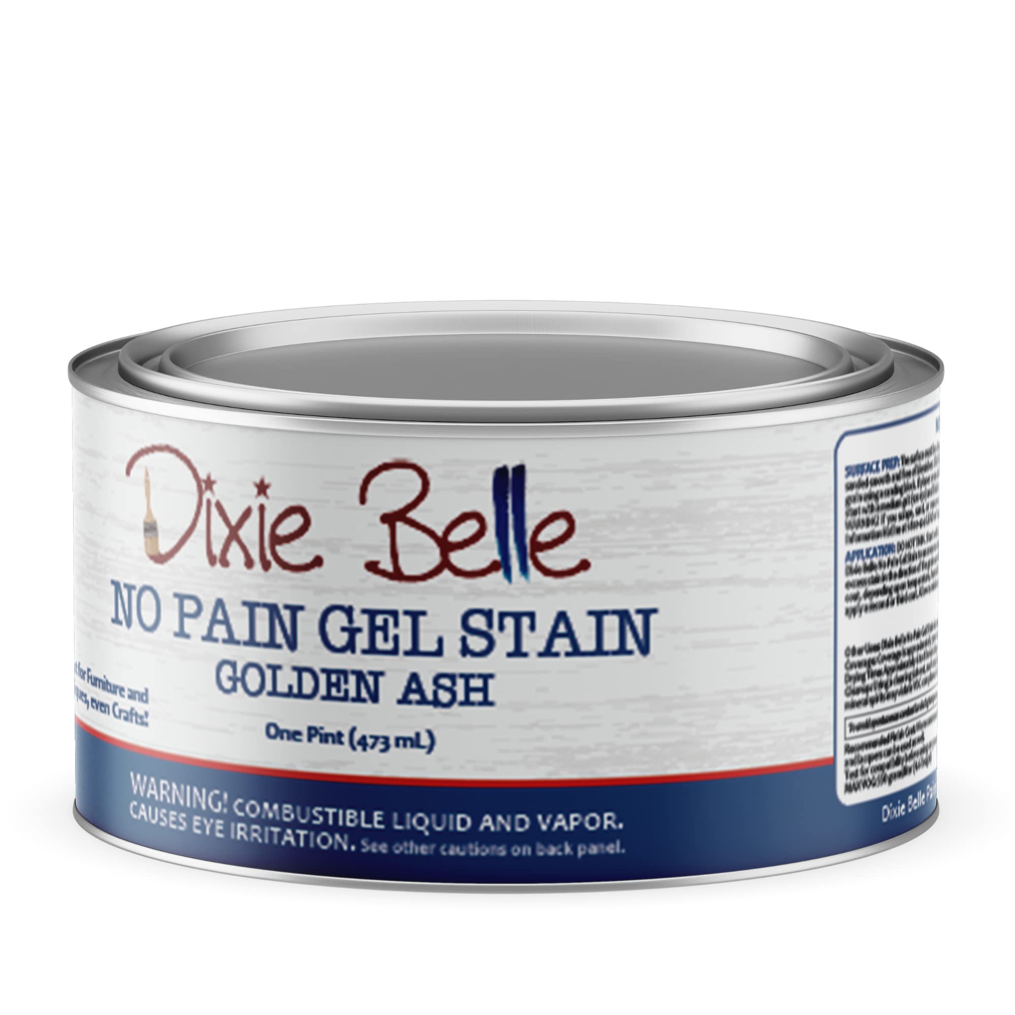 Dixie Belle No Pain Gel Stain - Golden Ash - Oil-Based Stain DIY Wood Stain for Projects - Deep Coverage, Wood Grain Enhancer